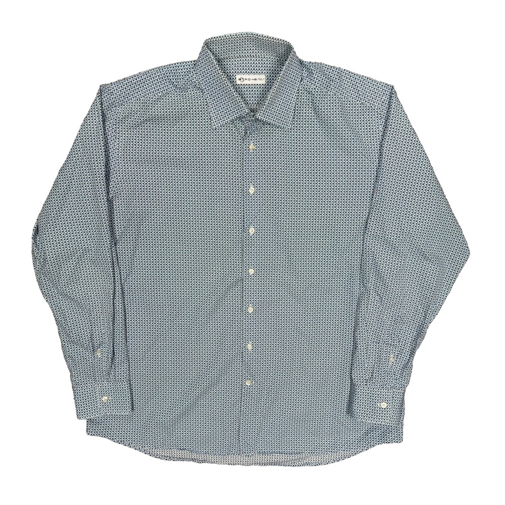 ETRO Dress Shirt Made in Italy Cotton Geometric Long Sleeve Button Up 17.5 XL